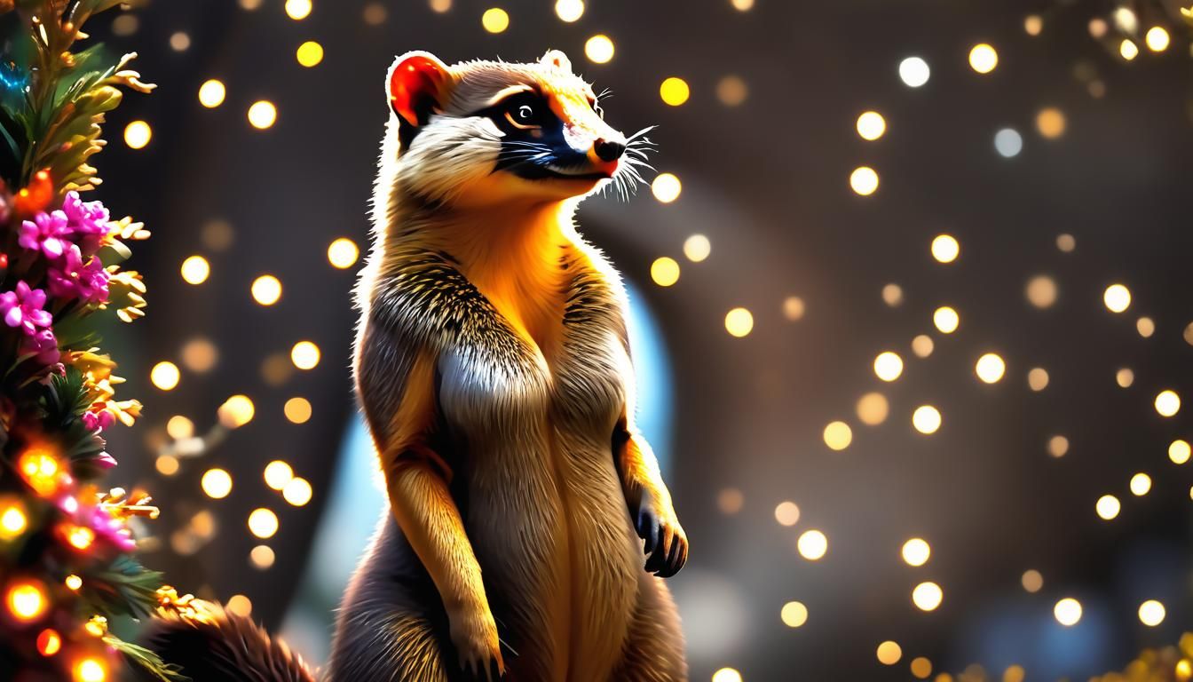 Voluptuous Woman-Mongoose Hybrid in Bokeh Photography