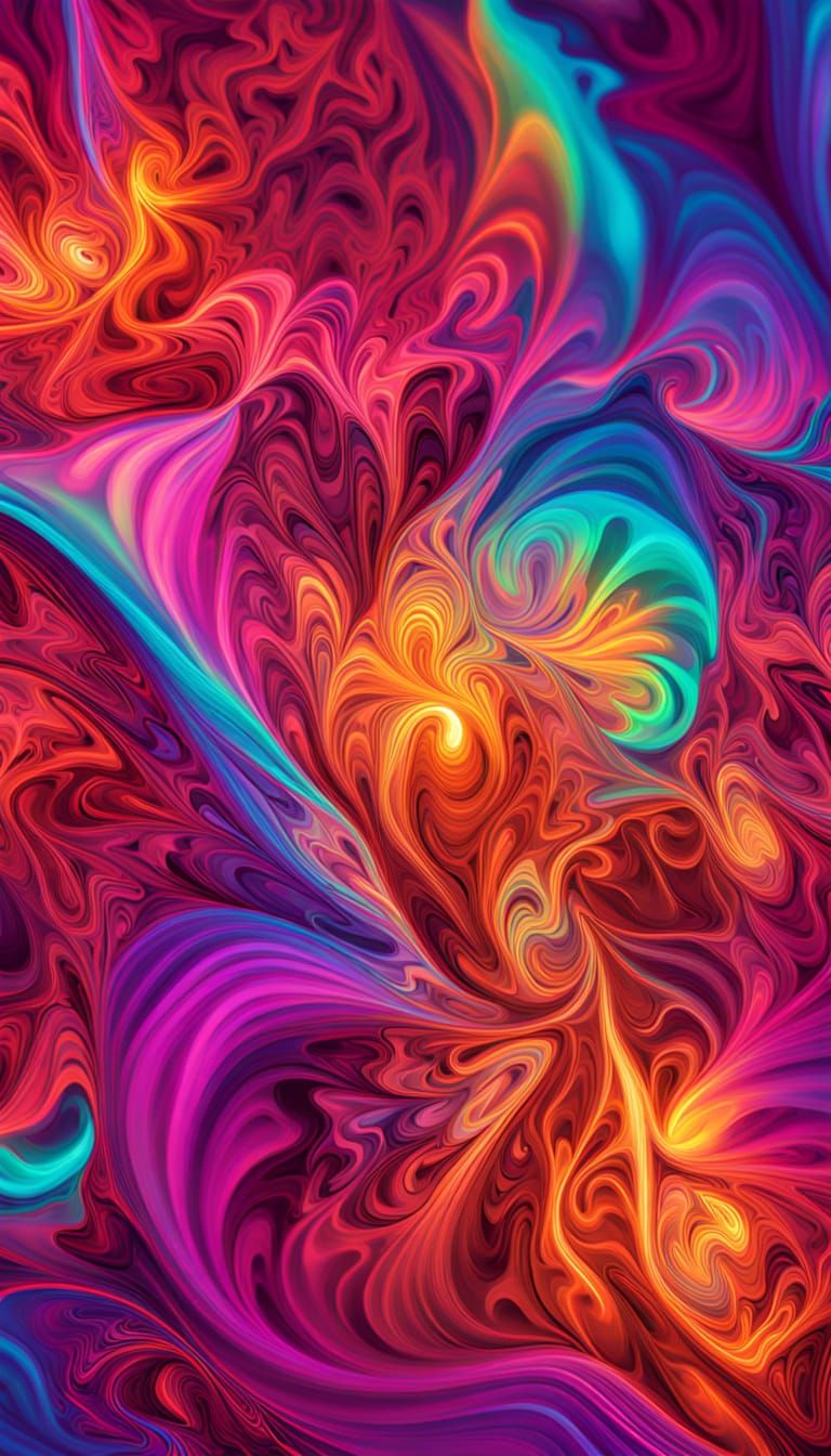 Psychedelic AI Fury in Neon 3D Digital Art