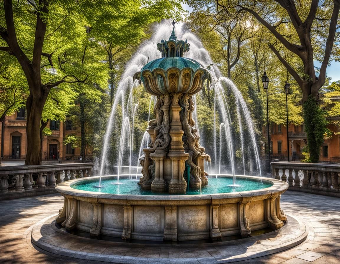 Magnificent Water Fountain with Intricate Design