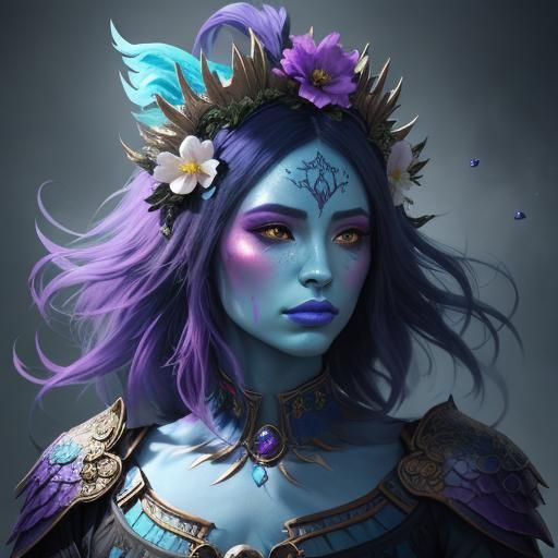 Dragon Woman with Rainbow Skin, Fantasy Art