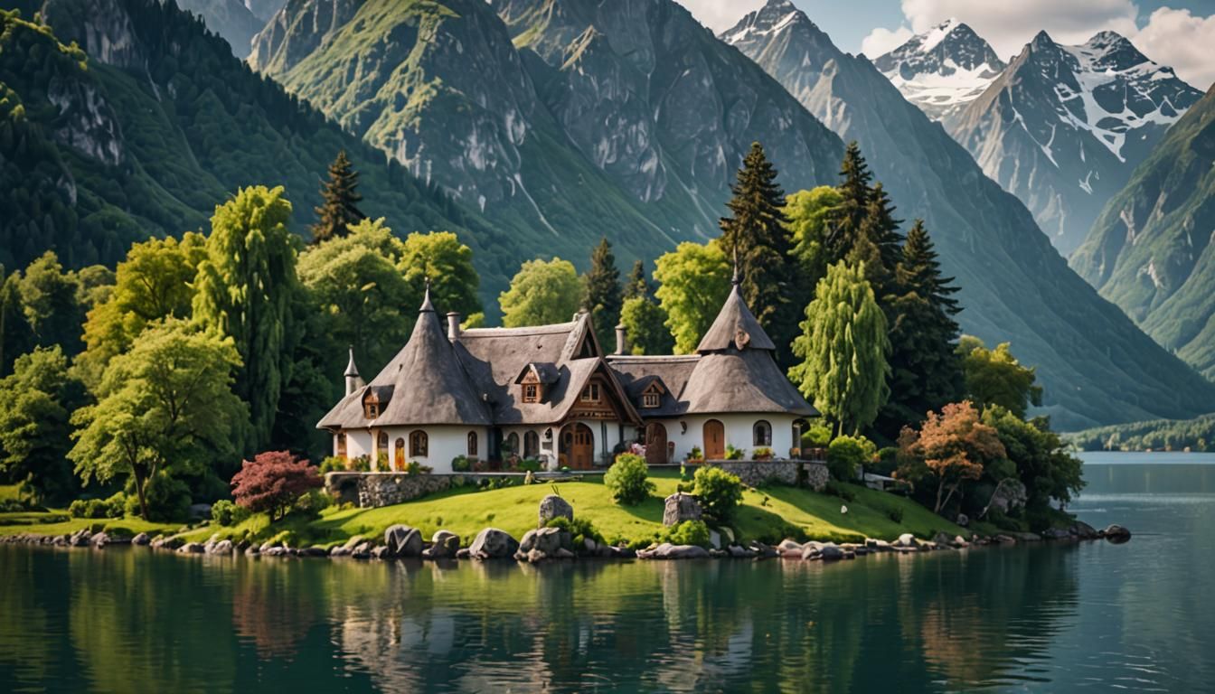 Picturesque Cottage on Lake Island: Professional Photography