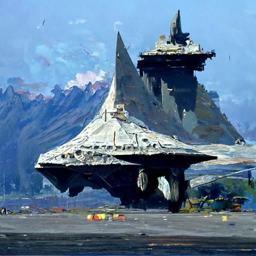 Star Destroyer in Space: Oil Painting