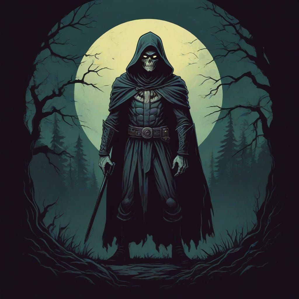 Grimdark Fantasy Art in Retro Illustration Style