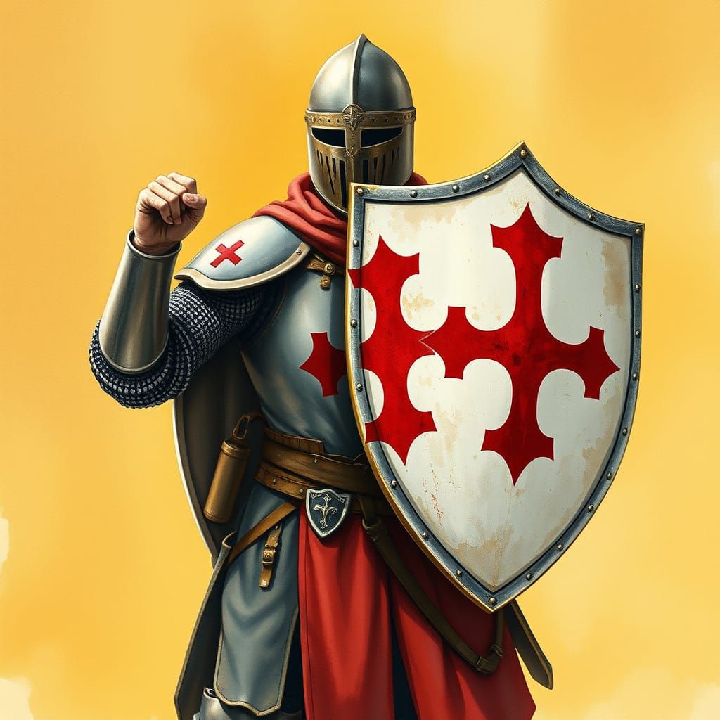 Templar Knight in Elegant Watercolor Style