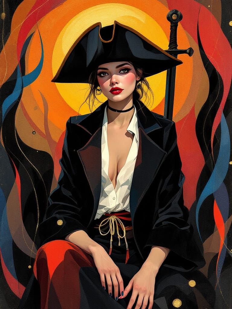 Pirate Woman in Rhythmic Color Orchestration