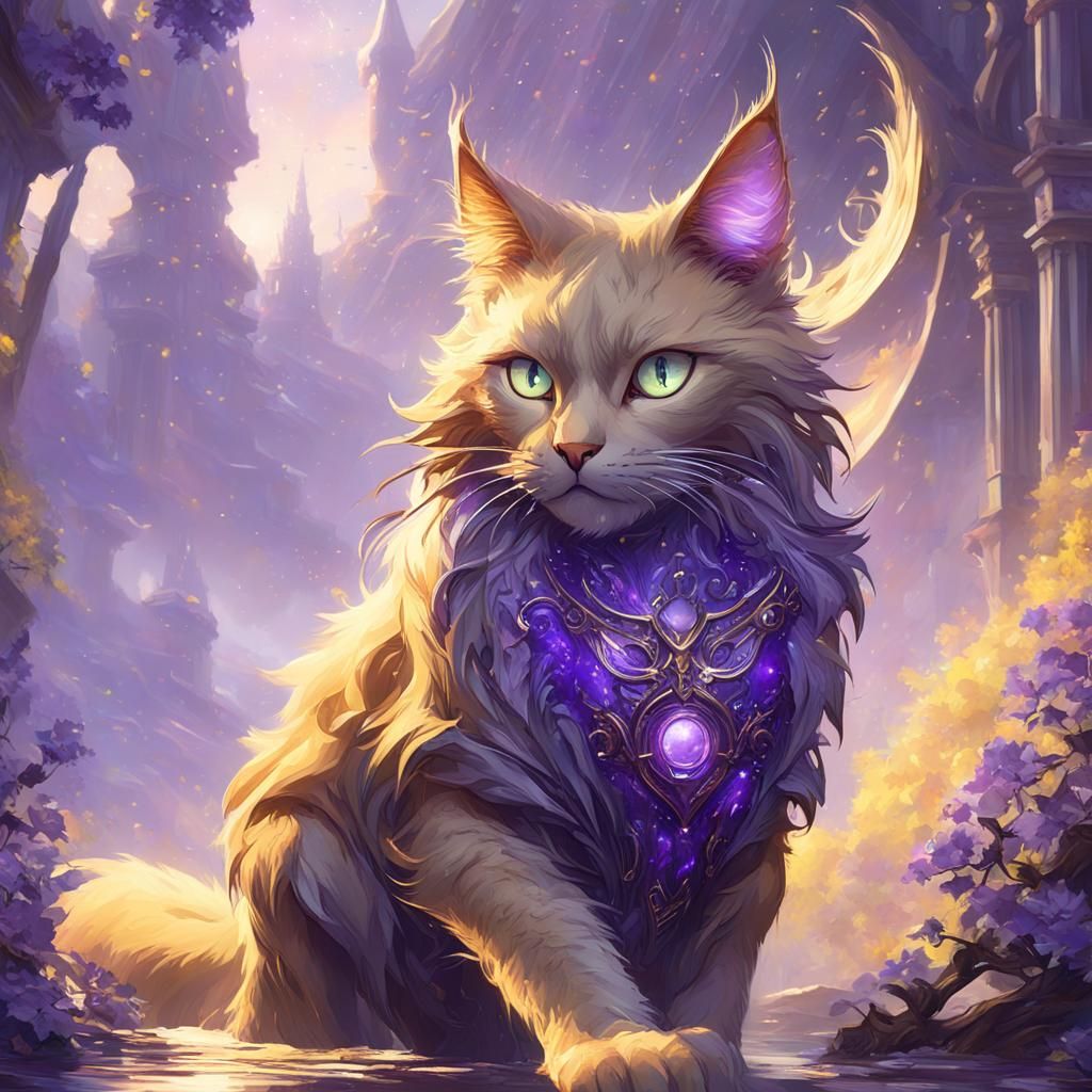 Hyperdetailed Warrior Cat in Dark Fantasy Style