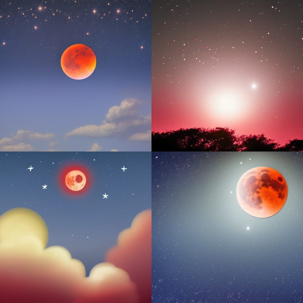 Blood Moon with Shooting Stars and Divine Light
