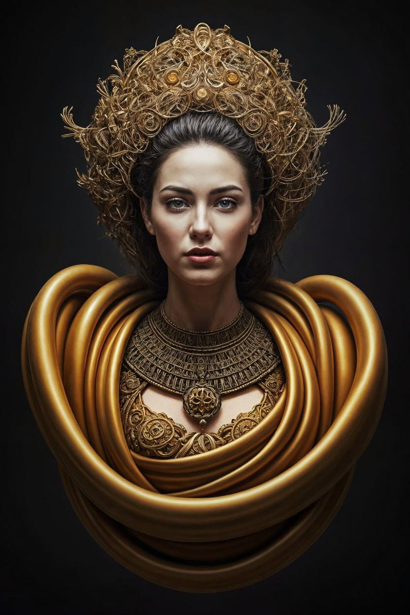 Distorted Glitch Portrait in Classic Style