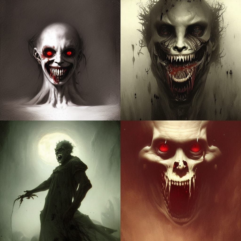 Nightmarish Grin in the Style of Engravings