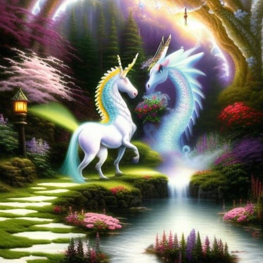 Once upon a time there was a dragon and a unicorn