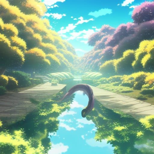 Ghibli-esque Anime Key Visual in Shinkai Style