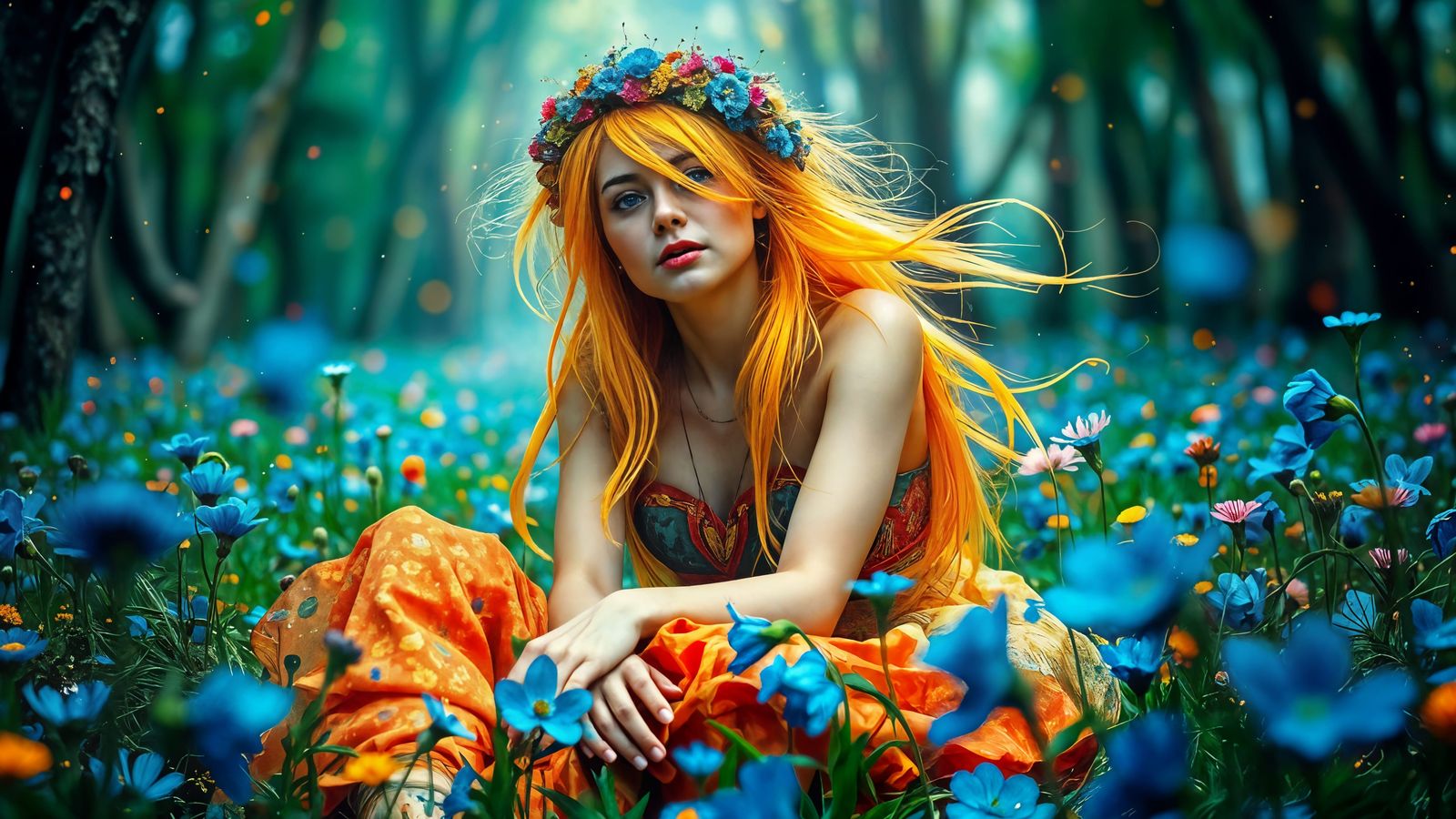 Vibrant Boho Fantasy: Low Angle, Sparkling Beauty