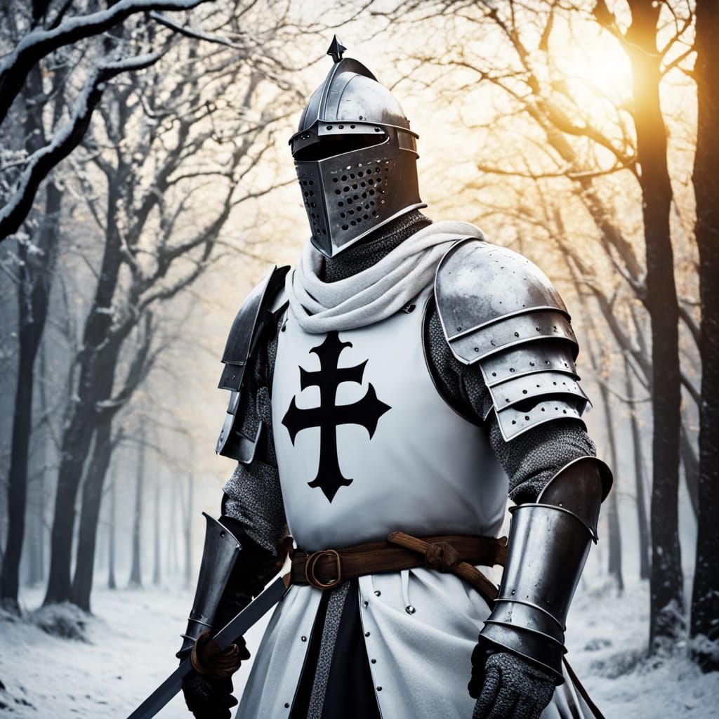 Teutonic Knight in Winter Battlefield: Digital Art
