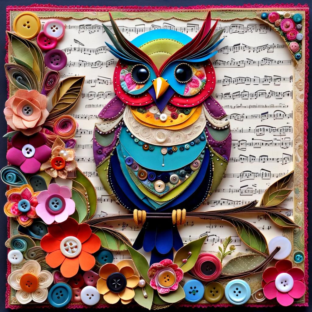 Colorful Mixed Media Collage: Patchwork Bird