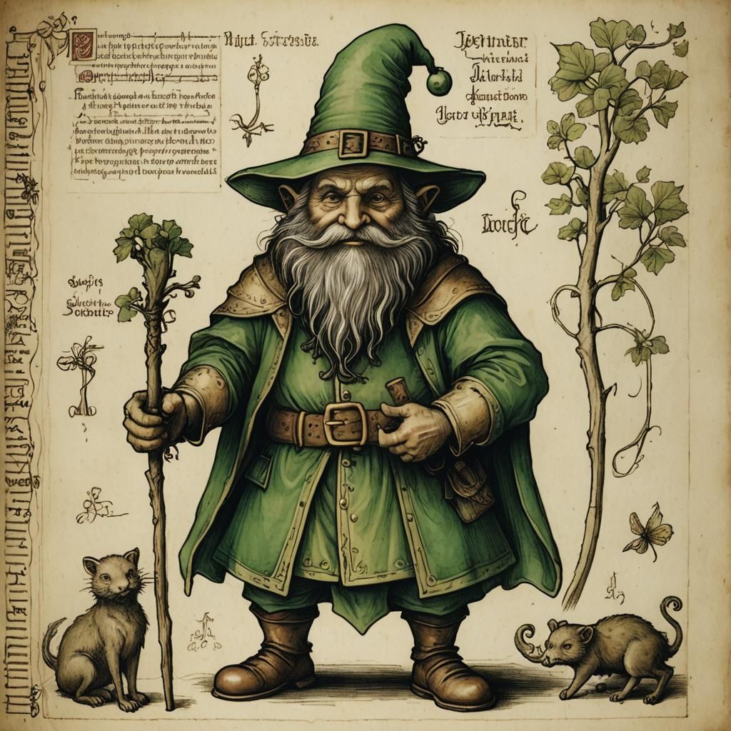 Leprechaun in Leonardo da Vinci Style Bestiary