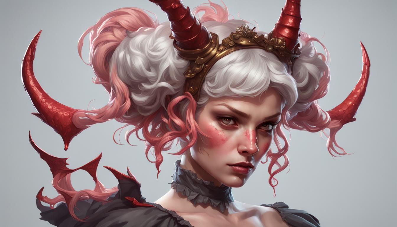 Devil Imp in Maid Outfit, Detailed Portrait