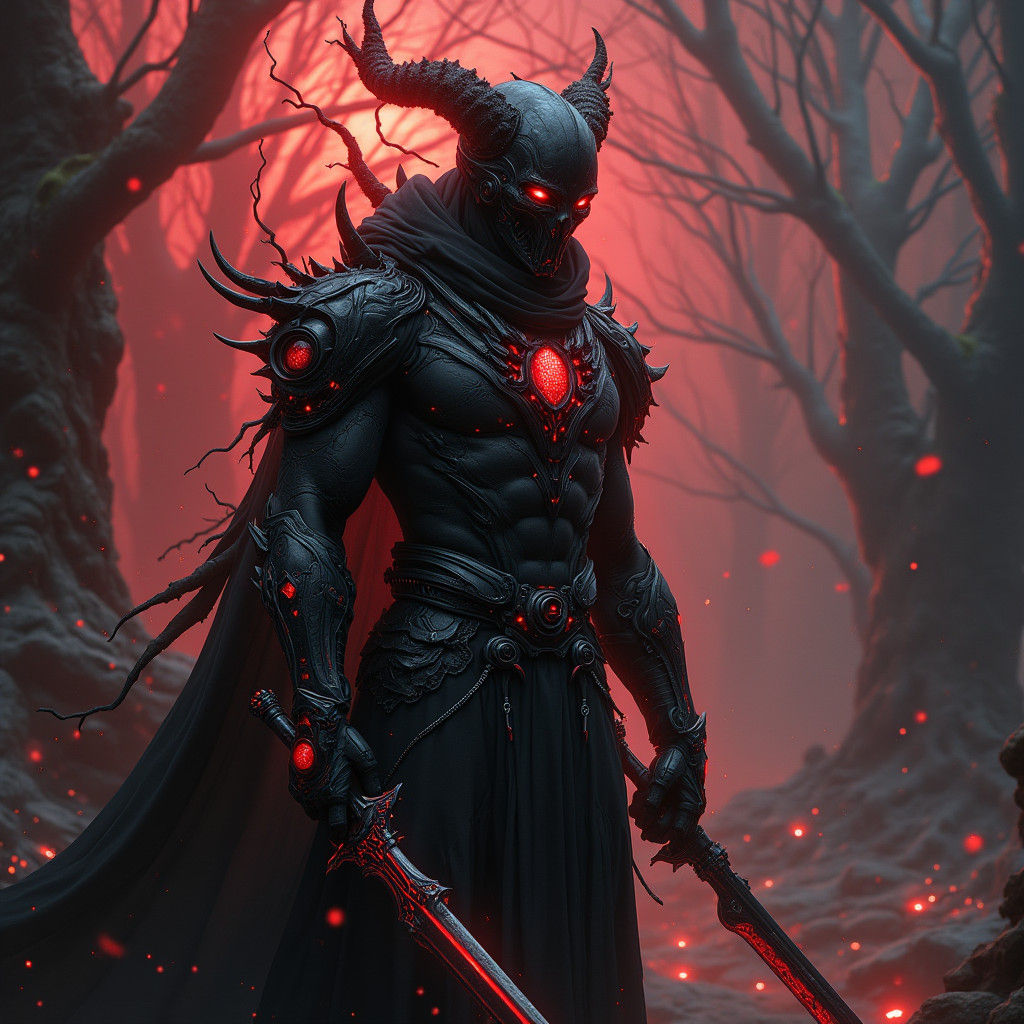 Shadow Assassin in Dystopian High-Tech Armor