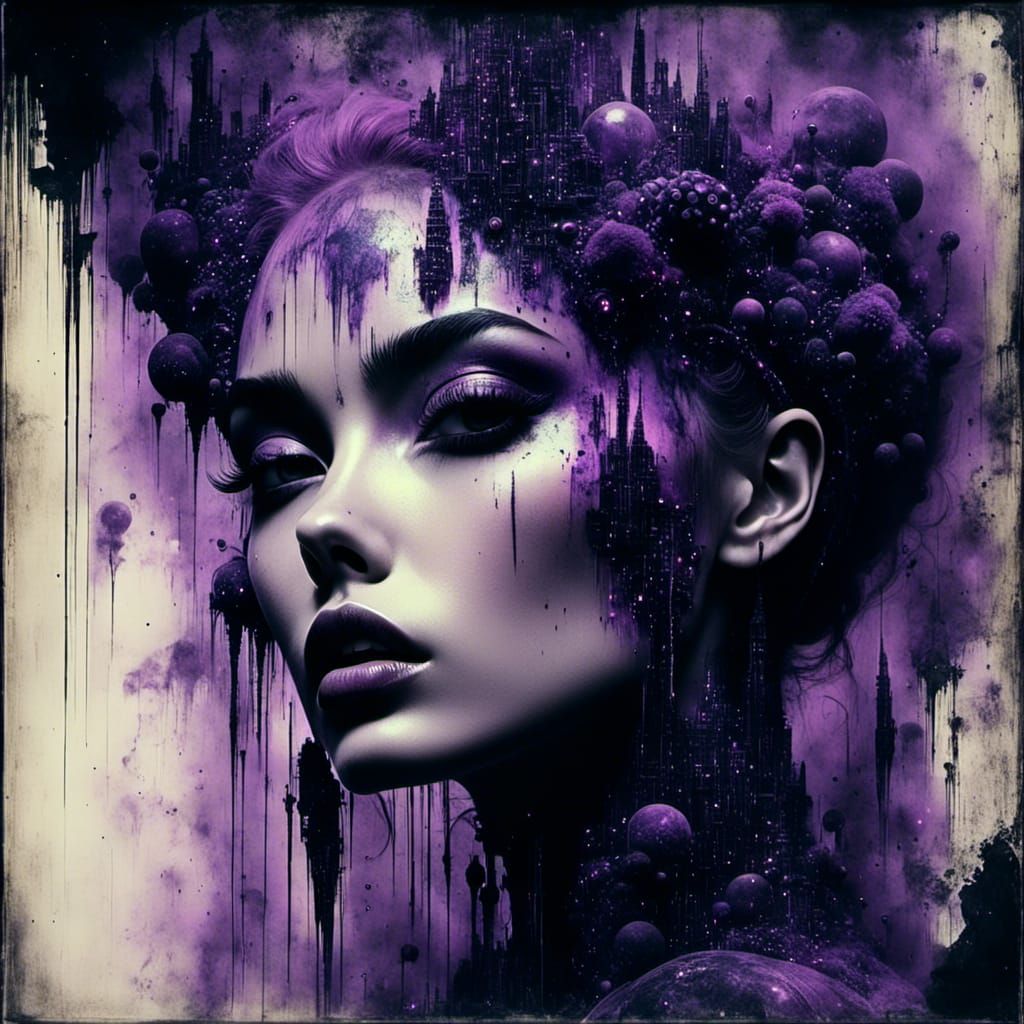Surreal Purple Double Exposure with Ghostly Effect