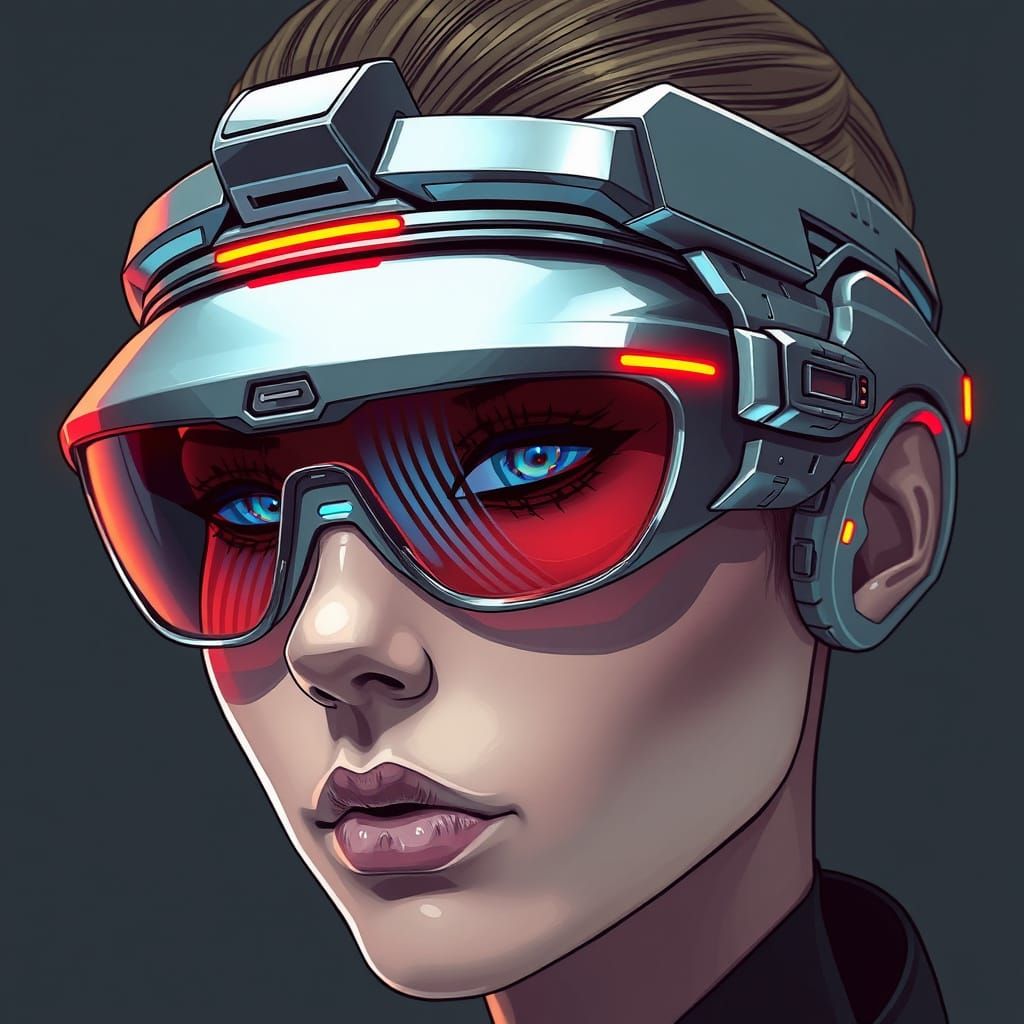 Neon-Lit Futuristic Eyeglasses with Striped Holographic Lens...