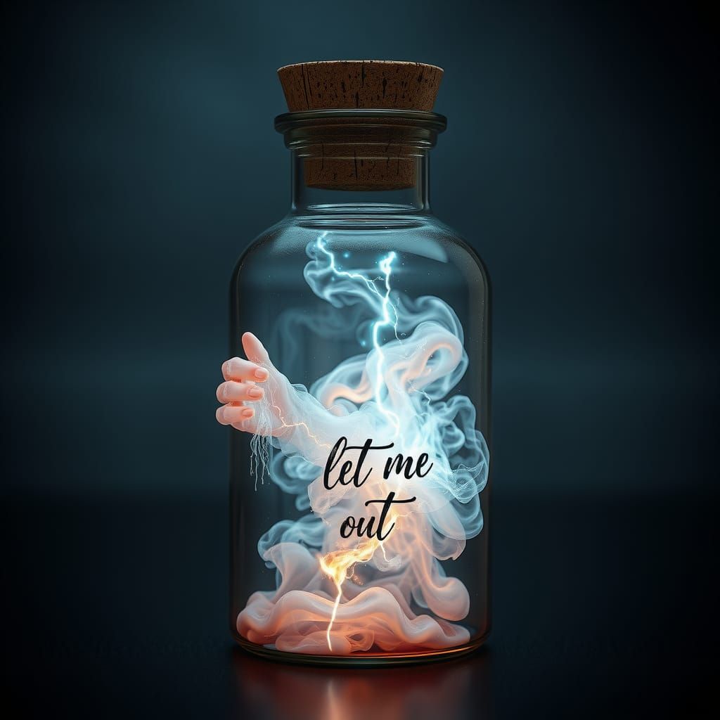 Smoky Entity Trapped in Glass Specimen Bottle