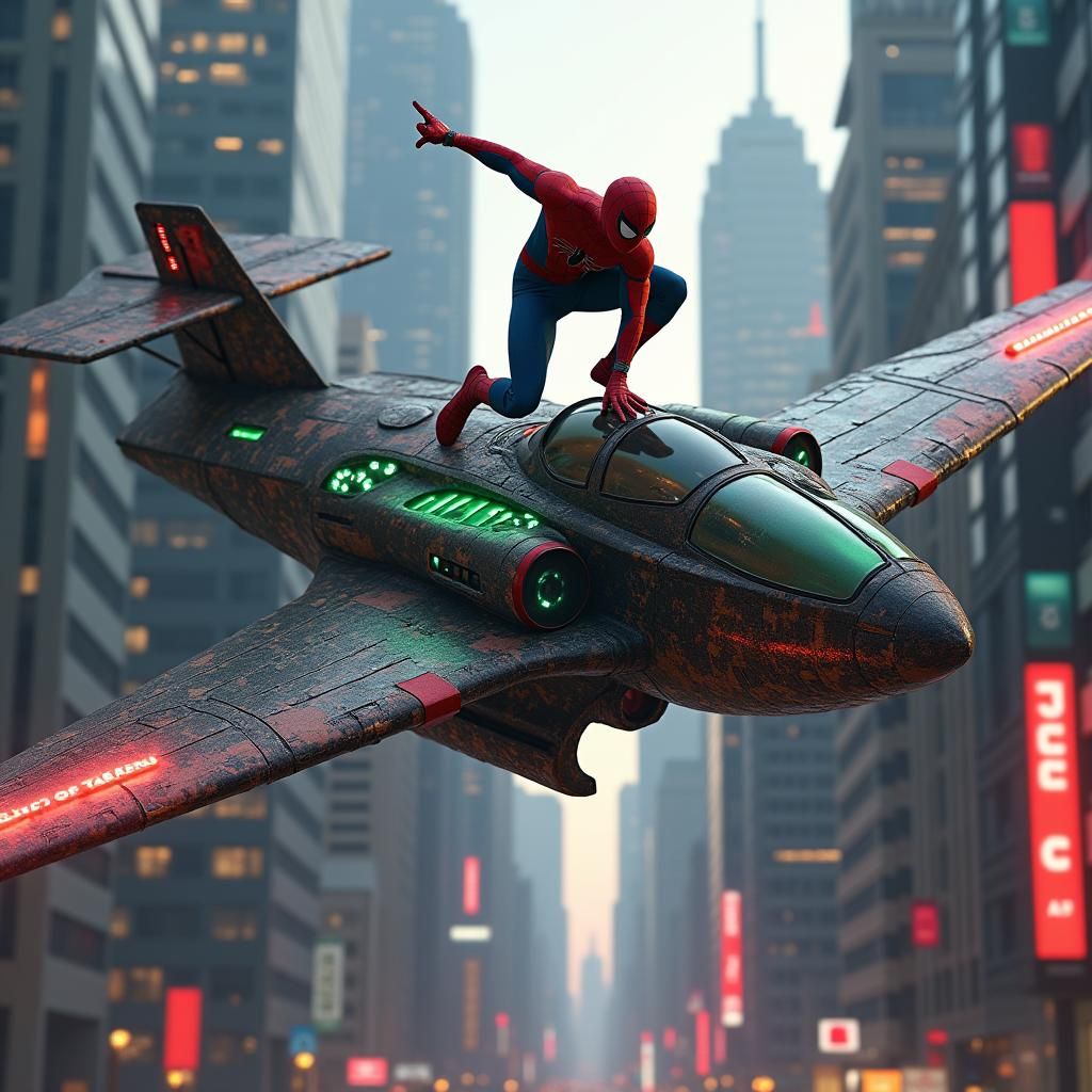 Spiderman vs Green Goblin: Sci-Fi Duel in 8K