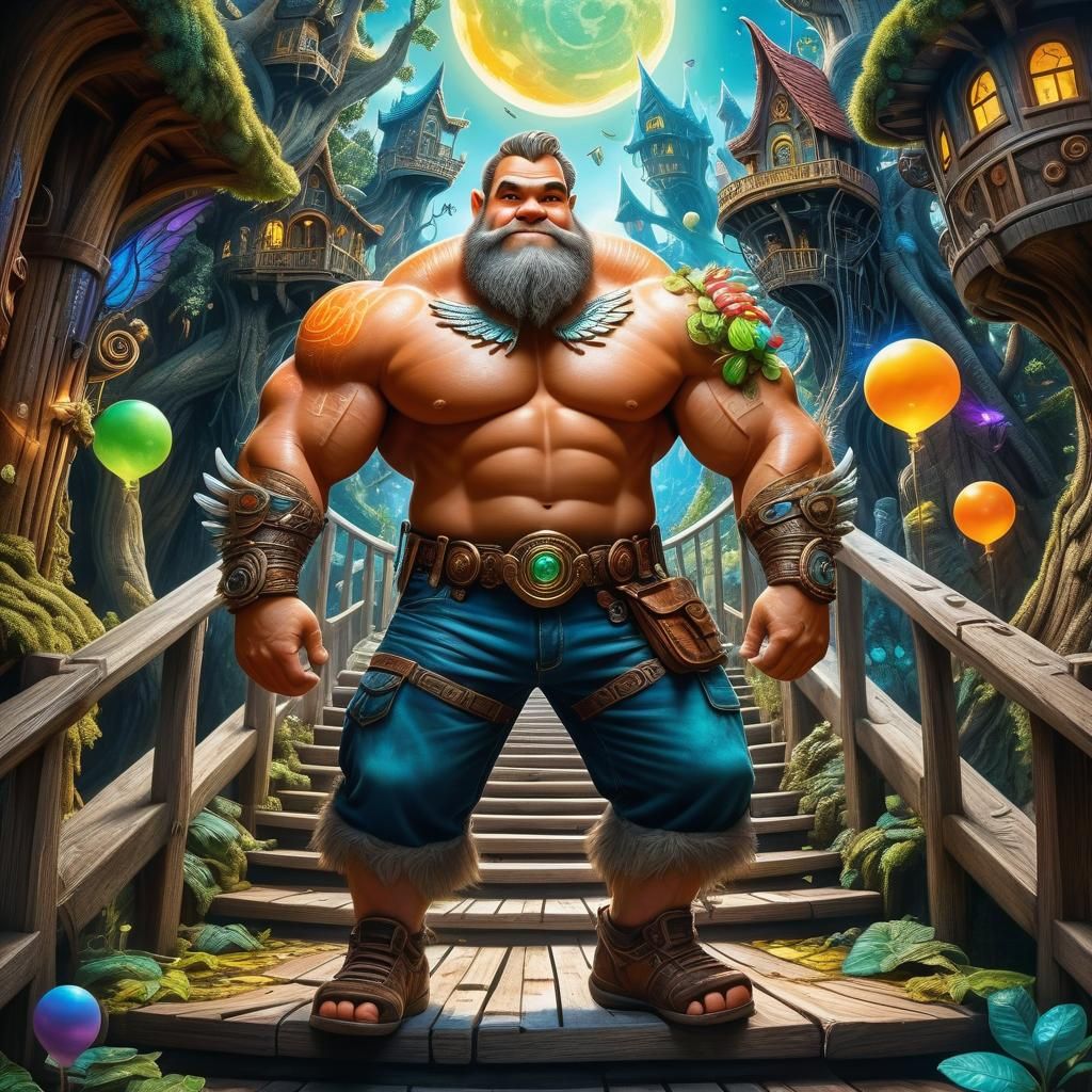 Dwarf with Angel Wings in Magical City