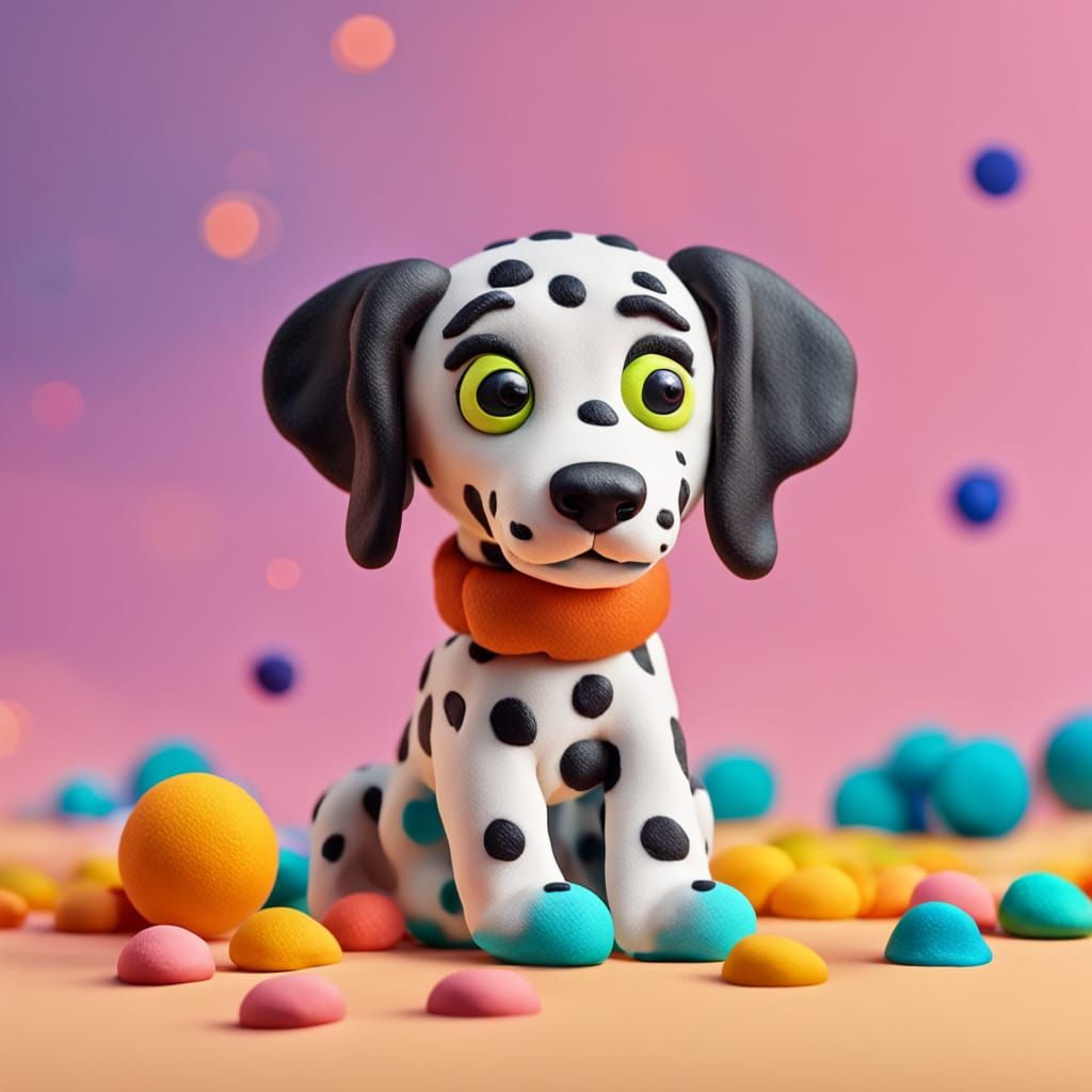 Play-Doh Dalmatian Close Up in Soft Lighting