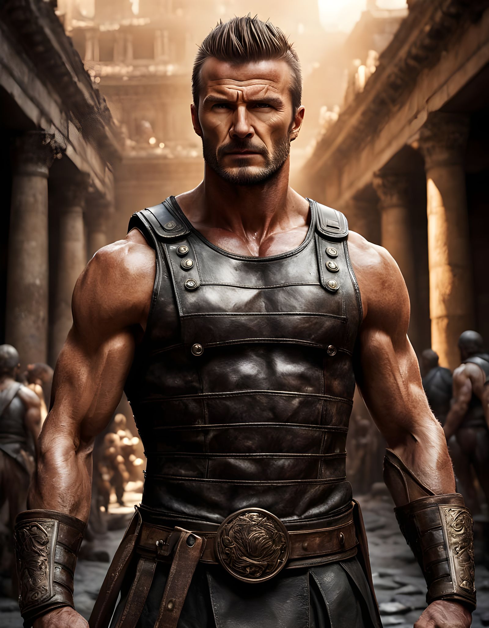 Gladiator David Beckham in Photorealistic Muscular Form