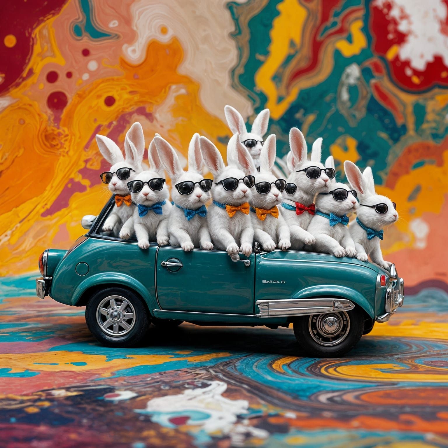 Vibrant Colors in Whimsical Miniature Vehicle Scene