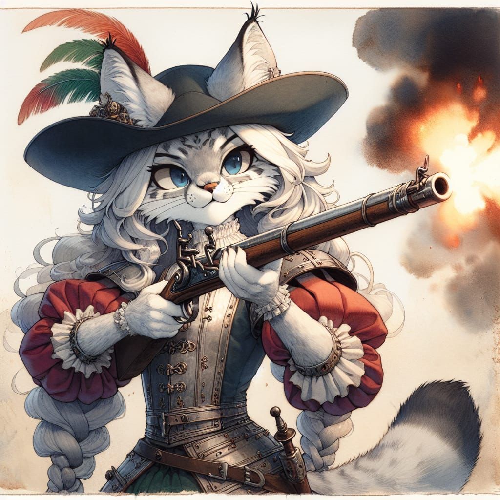 Anime Manga Cover Art of a Quirky Lynx Warrior