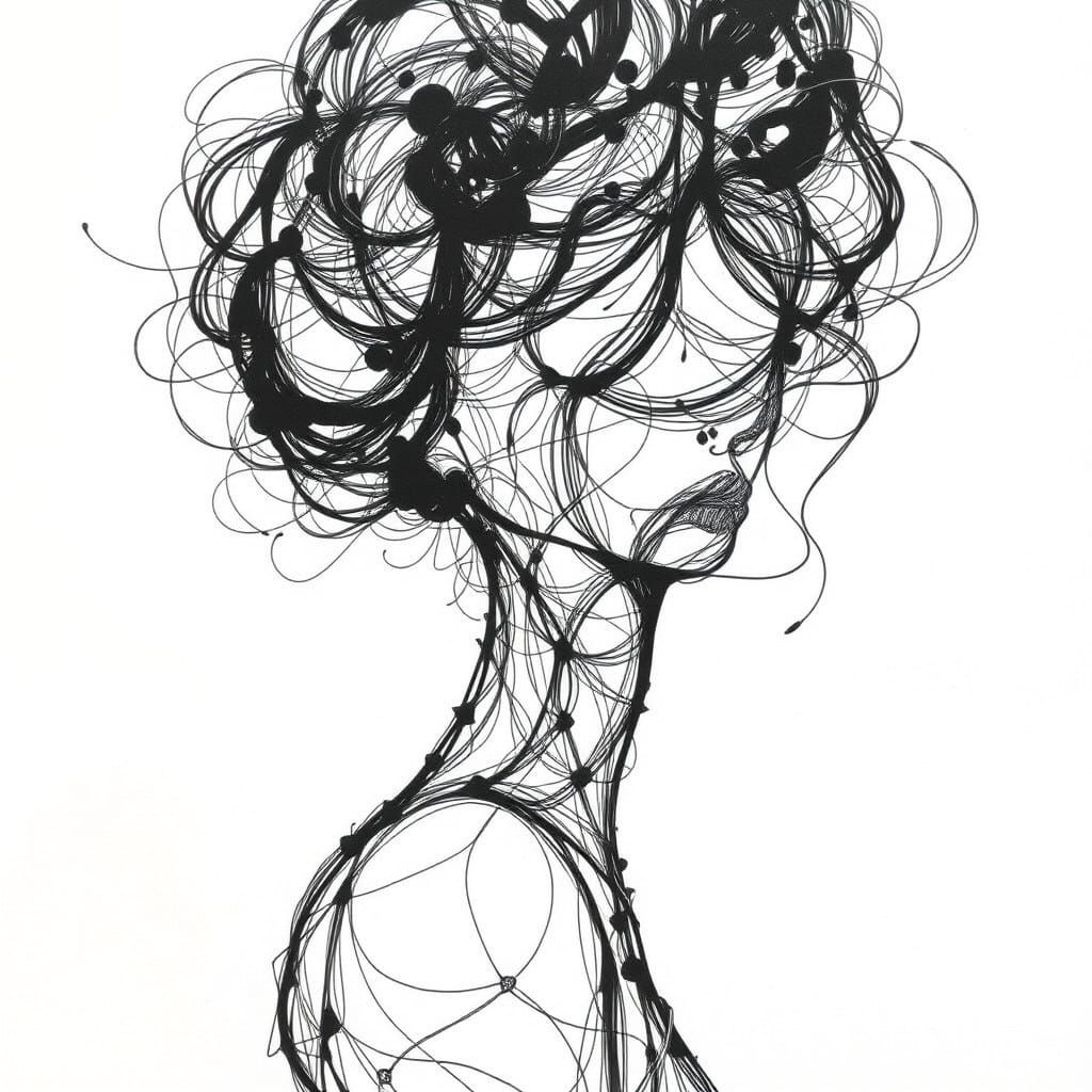 Intricate Ink Drawing with Whimsical Textures