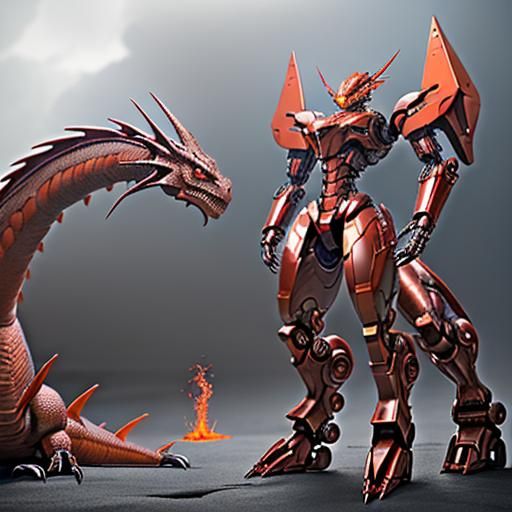 Futuristic Metallic Red Dragon in Sci-Fi Style