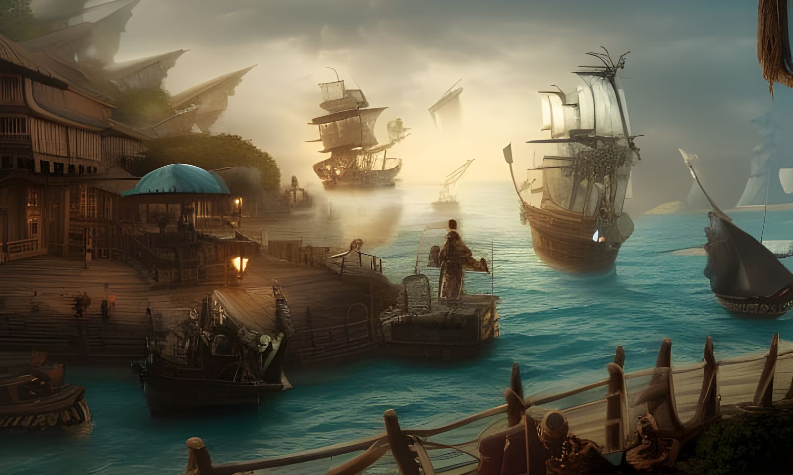 Epic Pirate Town Digital Matte Painting