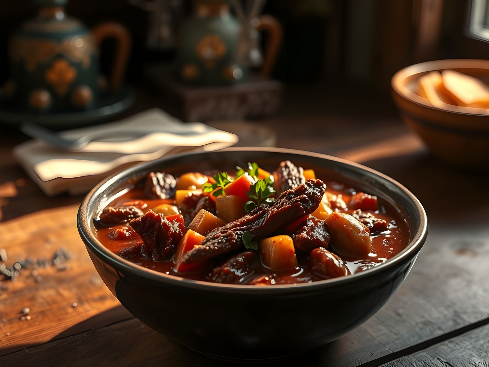 Surreal Spicy Beef Chili Scene in Photorealistic Oil Paintin...