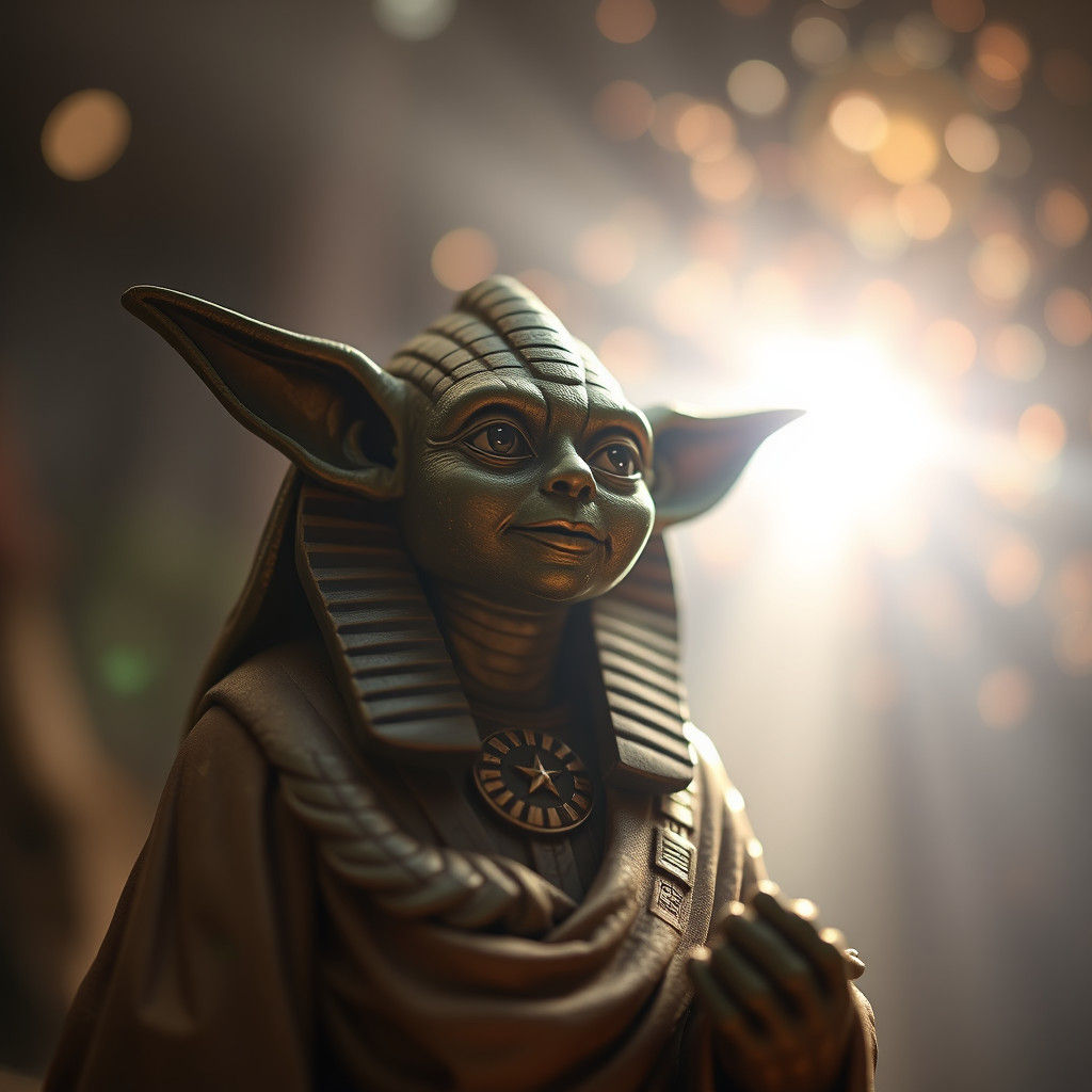 Yoda as Egyptian Artifact with Volumetric Lighting