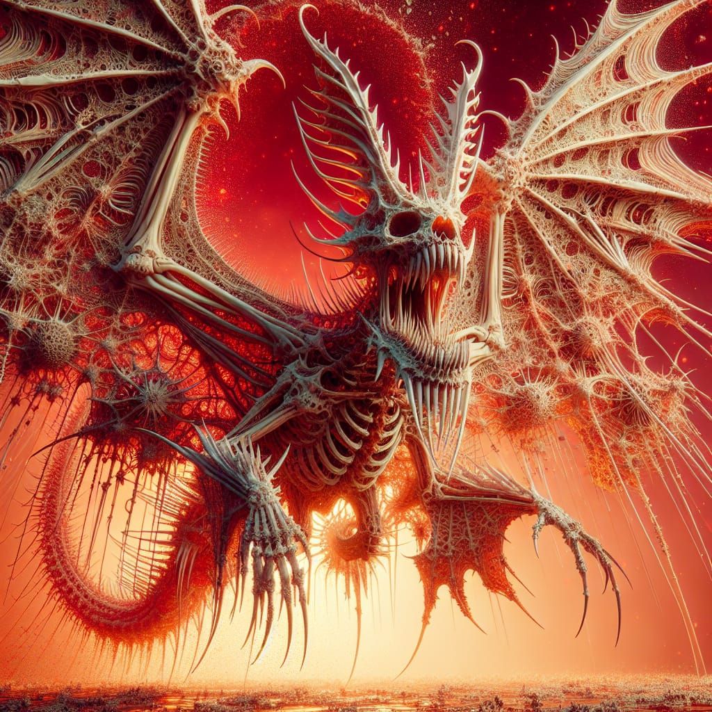 Giant Murex Bone Bat in Fiery Sunset Glow