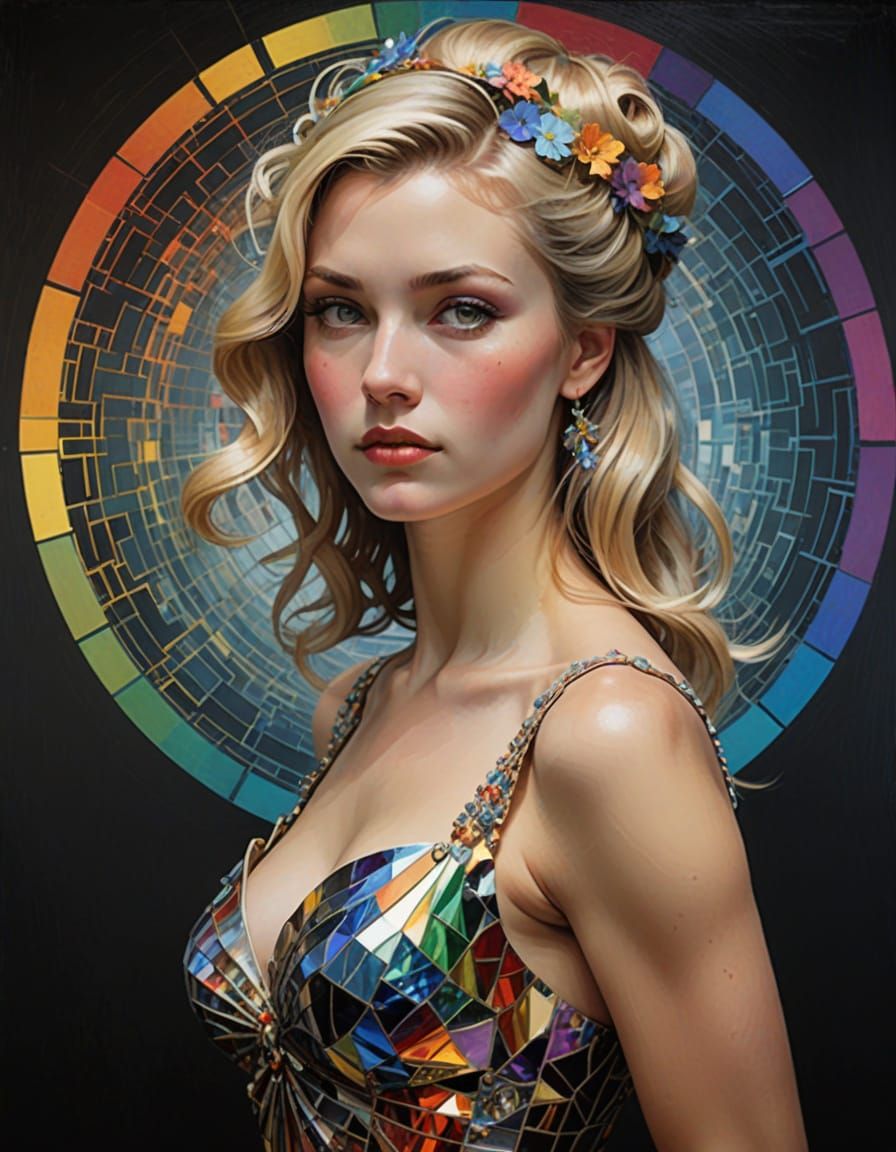 Prism Light Glitch Photo of Blonde Woman