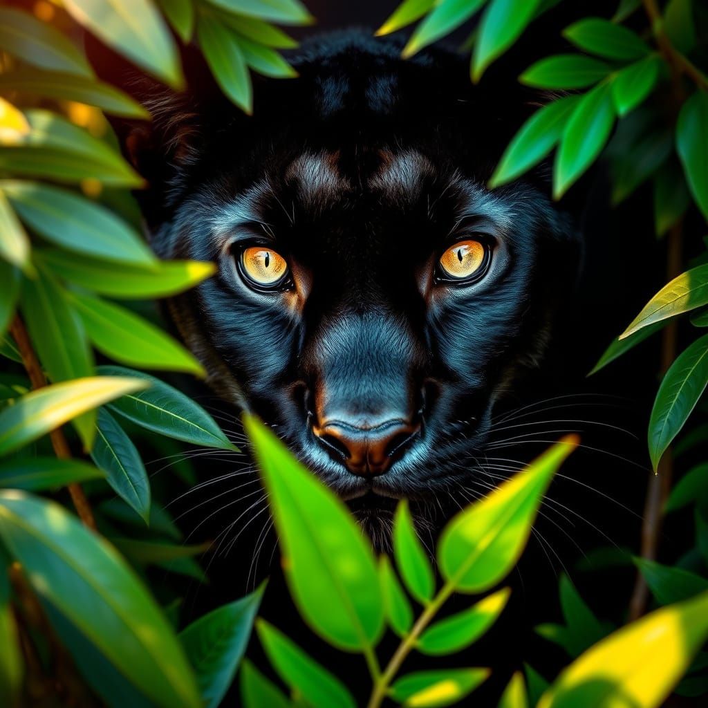 Sleek Black Puma Roams Emerald Jungle