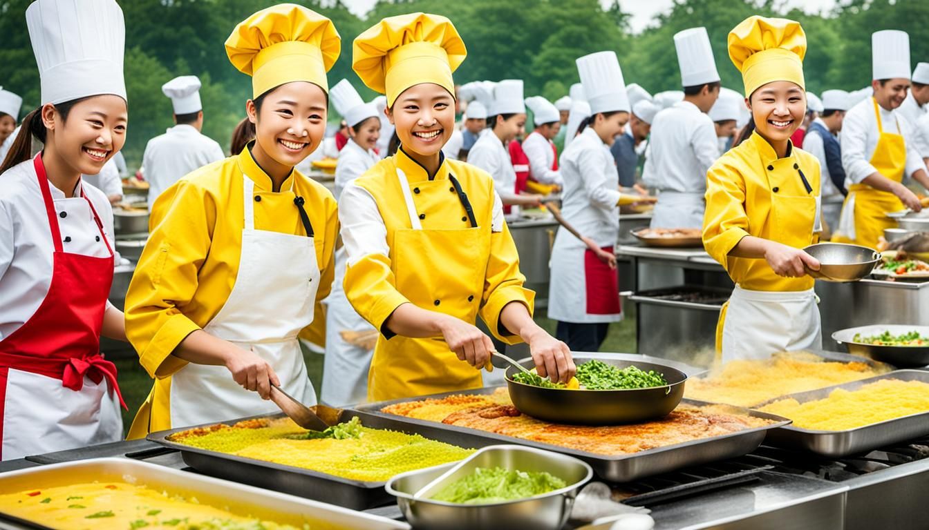 Twin Chefs Prepare Outdoor Feast in Professional Photo