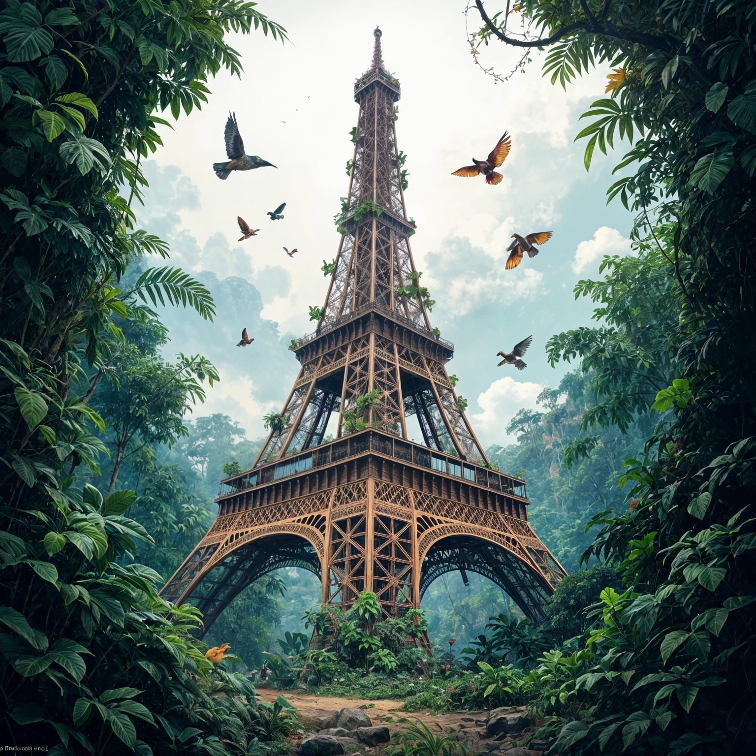 Jungle Eiffel Tower in Fantasy Concept Art