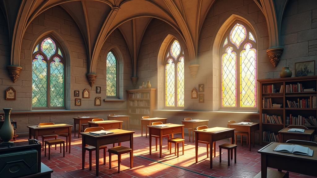 Inspiring Classroom with Rainbow Light, Concept Art