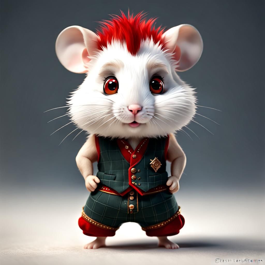 anthropomorphic hamster rebel, furry art, chibi style