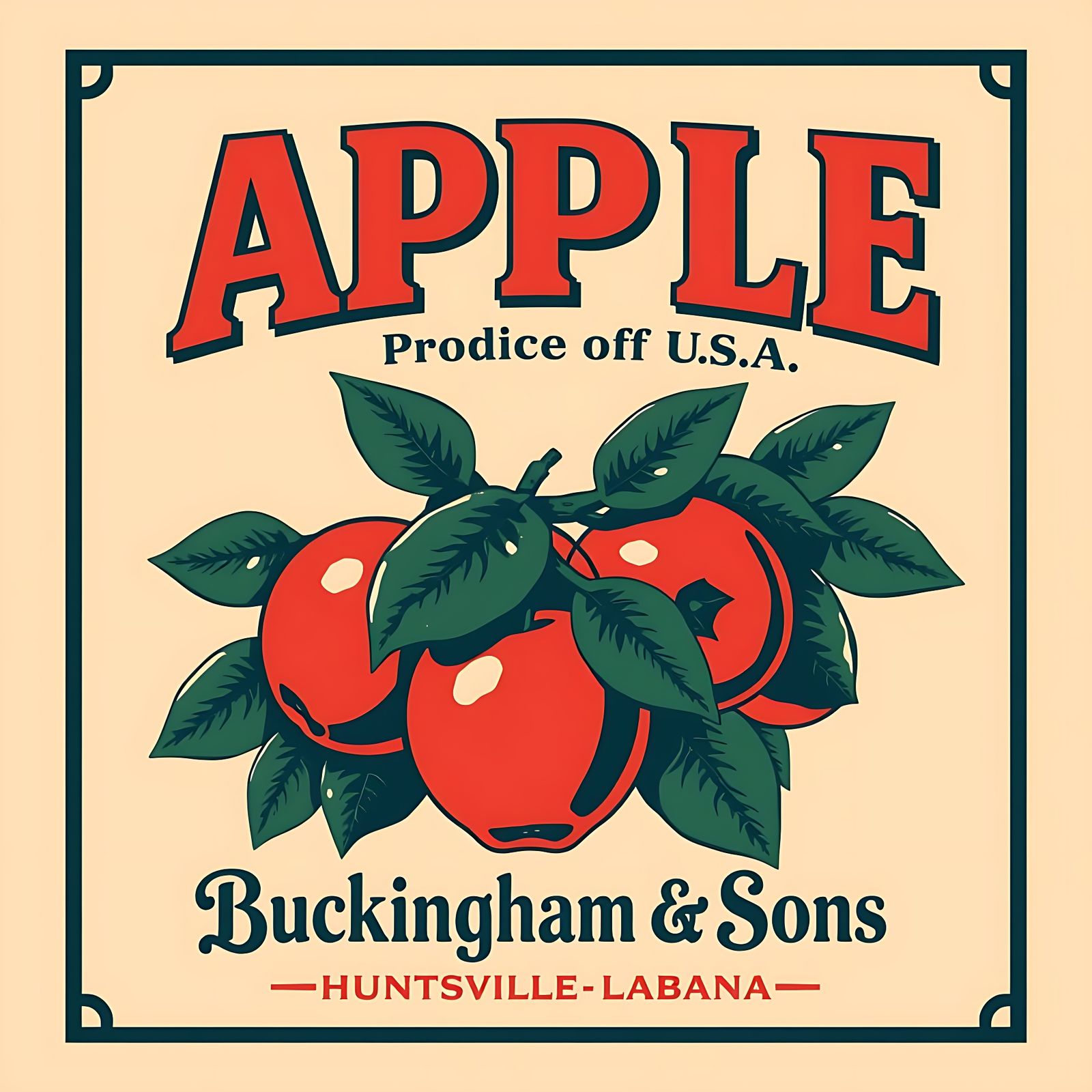 Mid-Century Fruit Crate Label in Retro Style