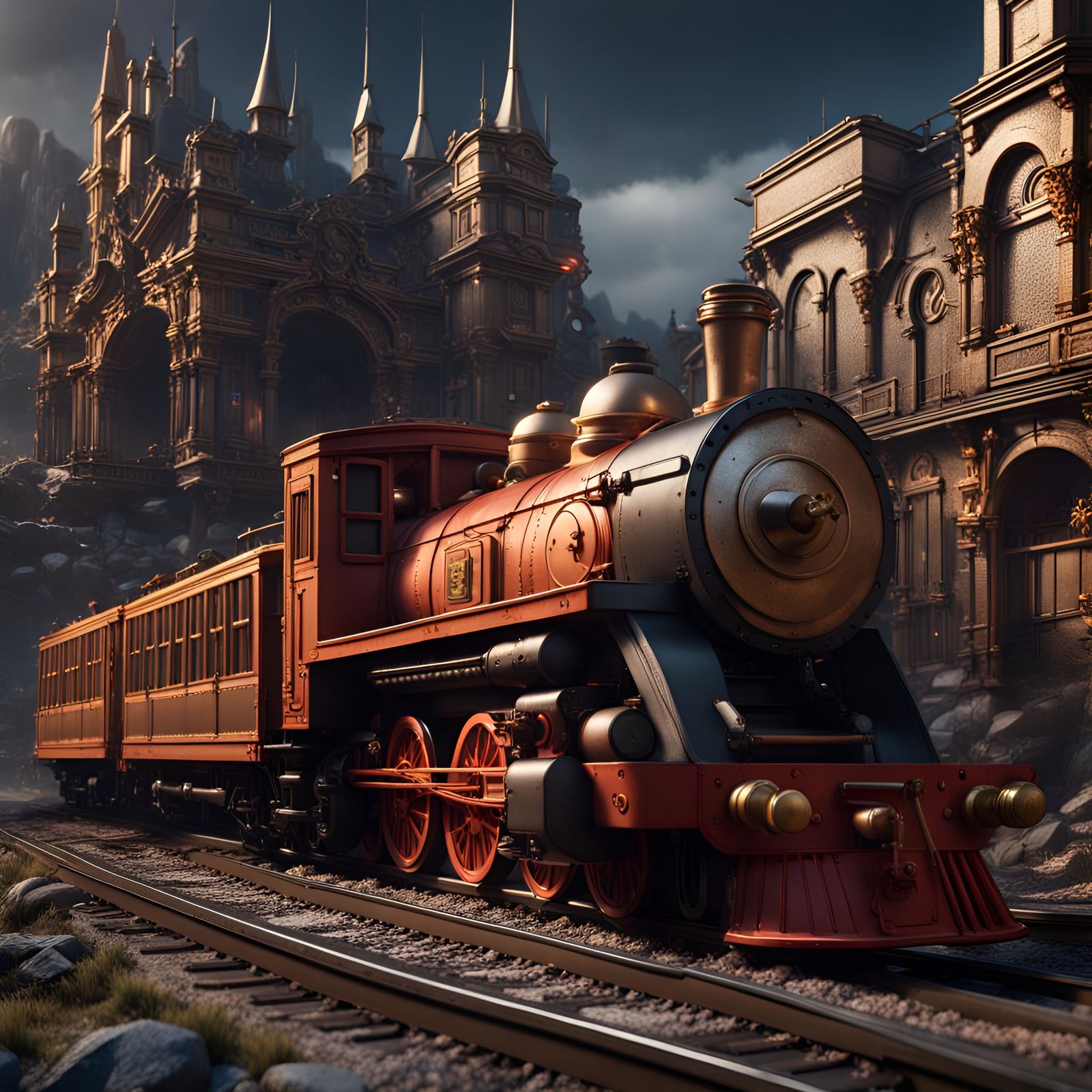 Toy Train Christmas Display, Detailed Matte Painting