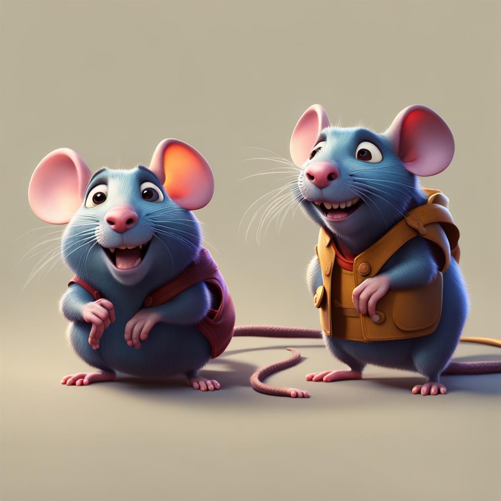 Cartoon Rats in Bright 3D Digital Art
