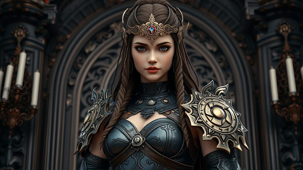 Hyperrealistic BJD Doll in Xena Warrior Princess Armor, Goth...