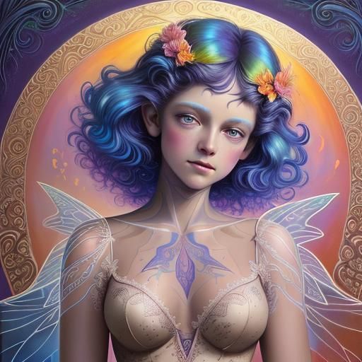 Fairies at Sunset: Hyperrealistic Polychromatic Art