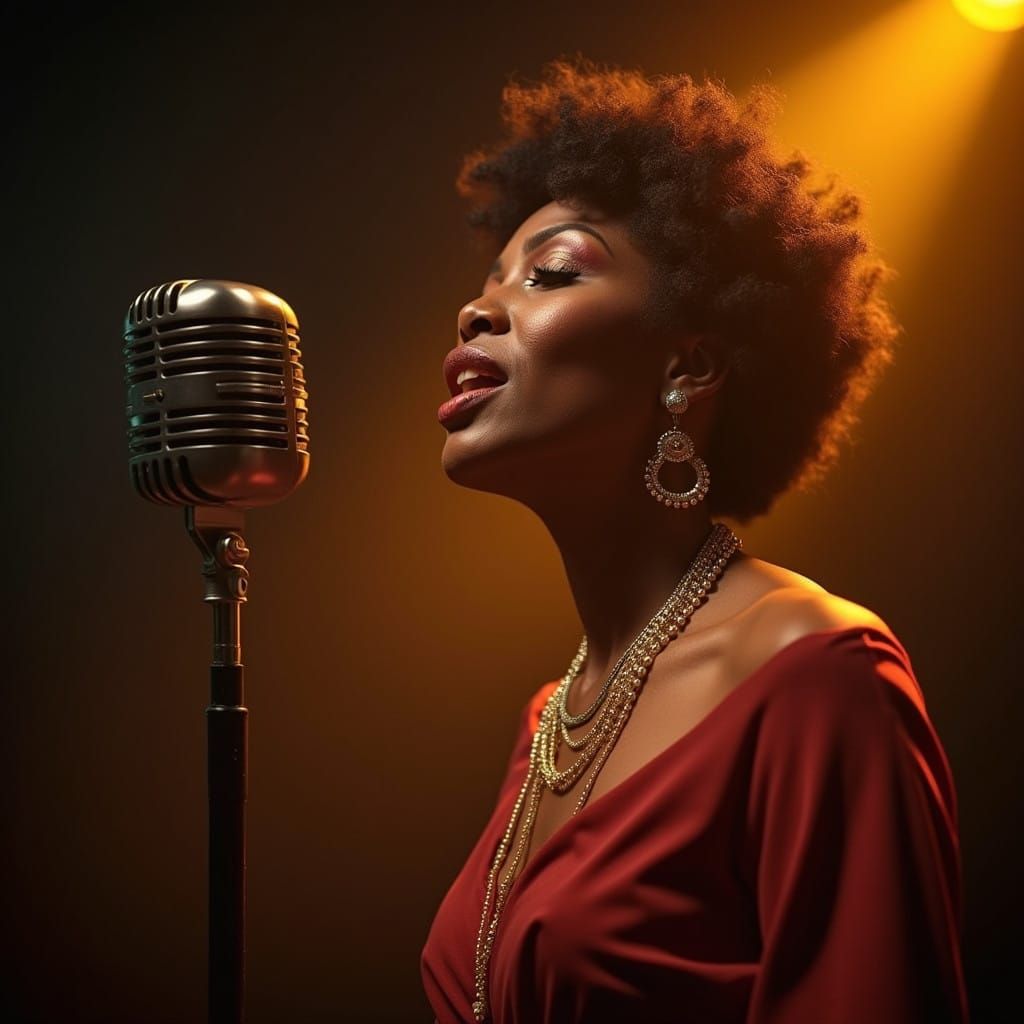 Soulful Diva in Smoky Nightclub