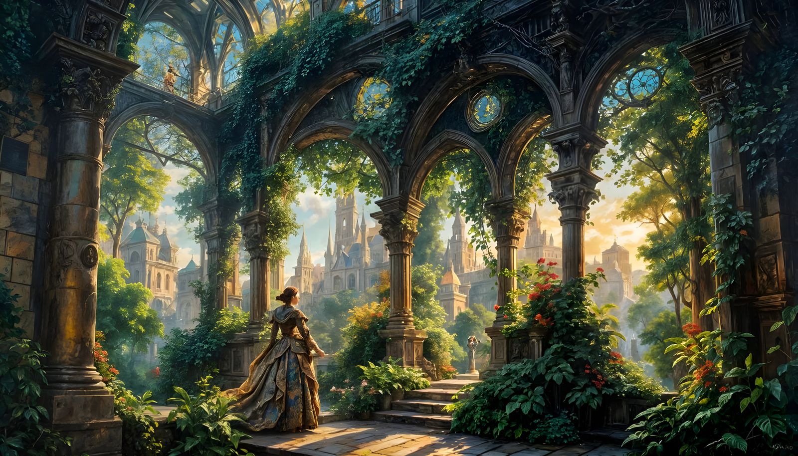 Expressionistic Painting of a Magnificent Colonnade