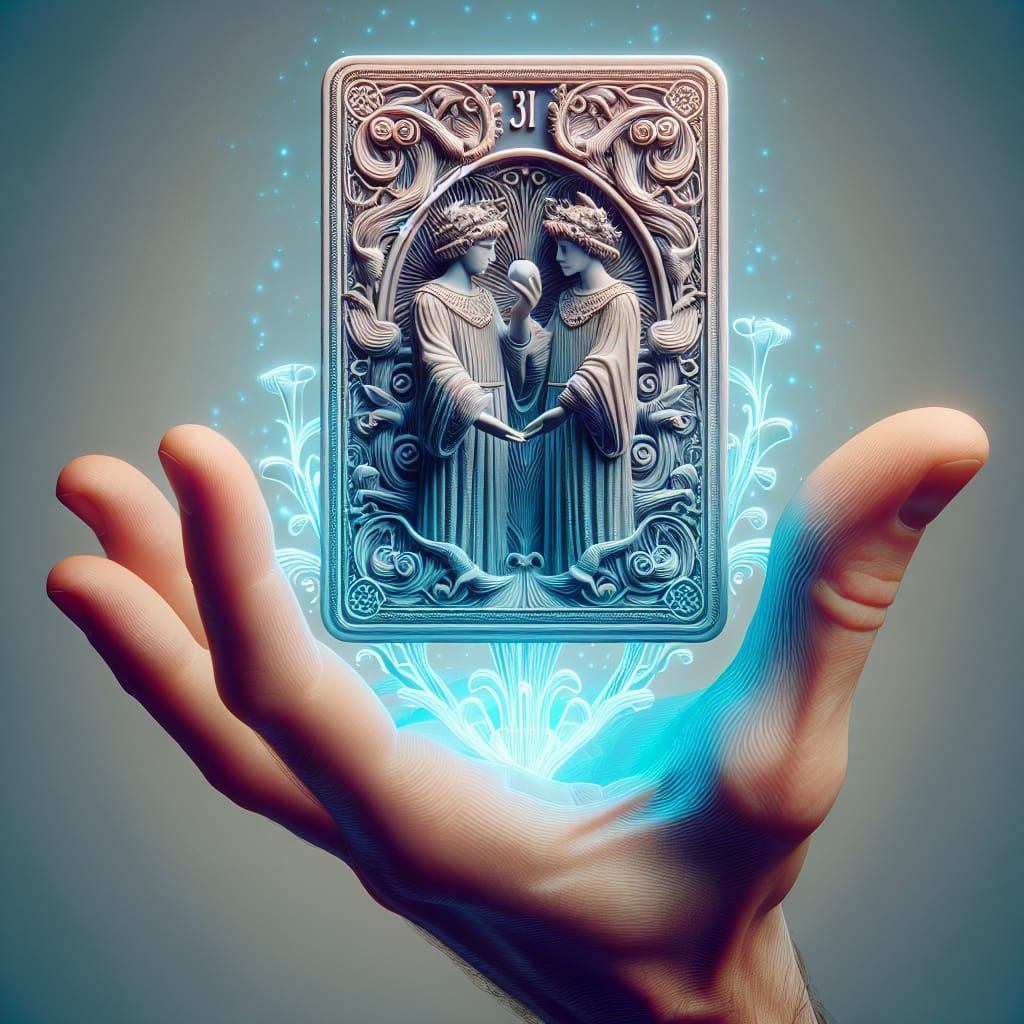 Mystical 3D Tarot Card Featuring The Lovers